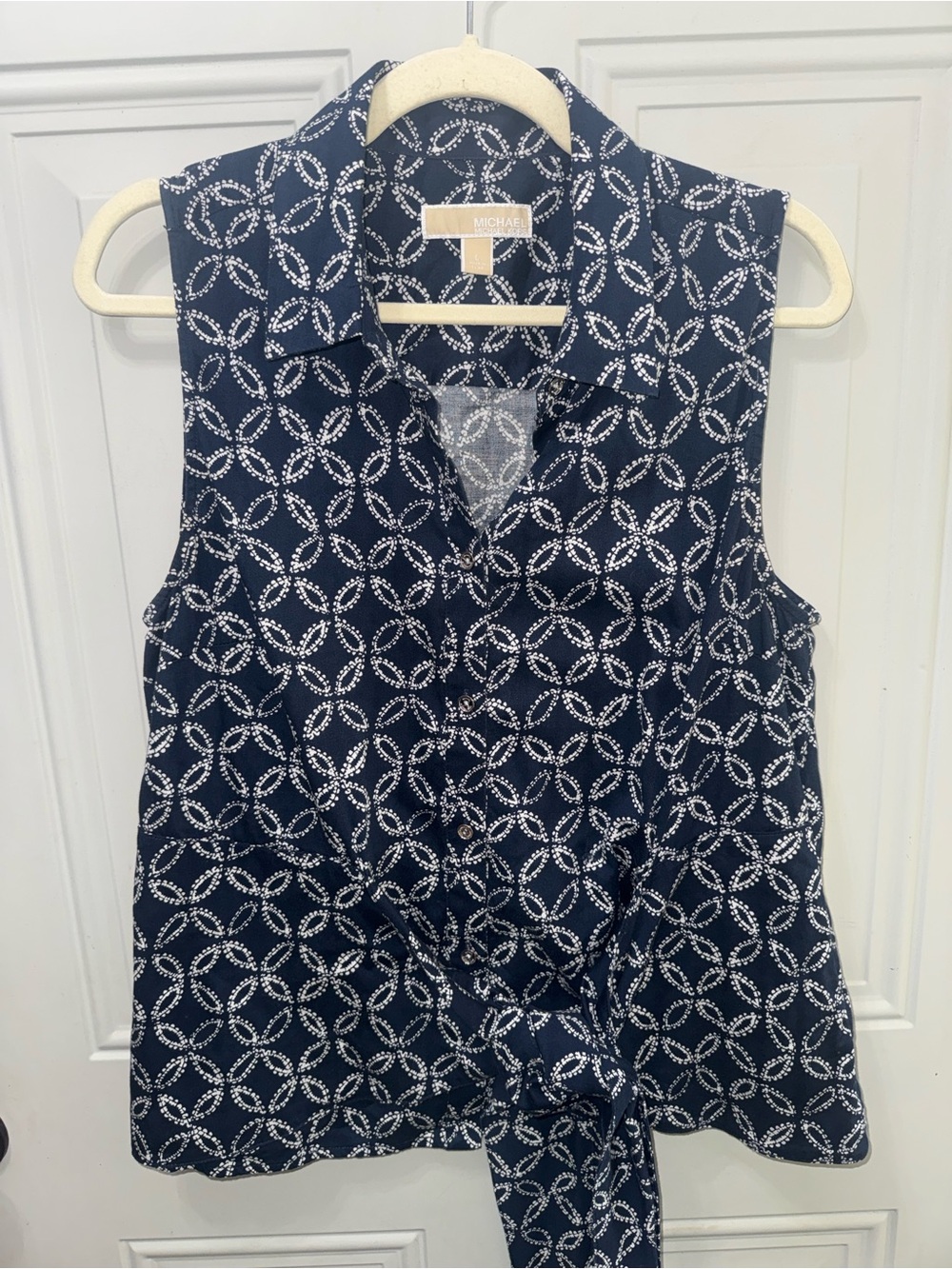 MICHAEL Michael Kors Navy Sleeveless Tie-Front Blouse